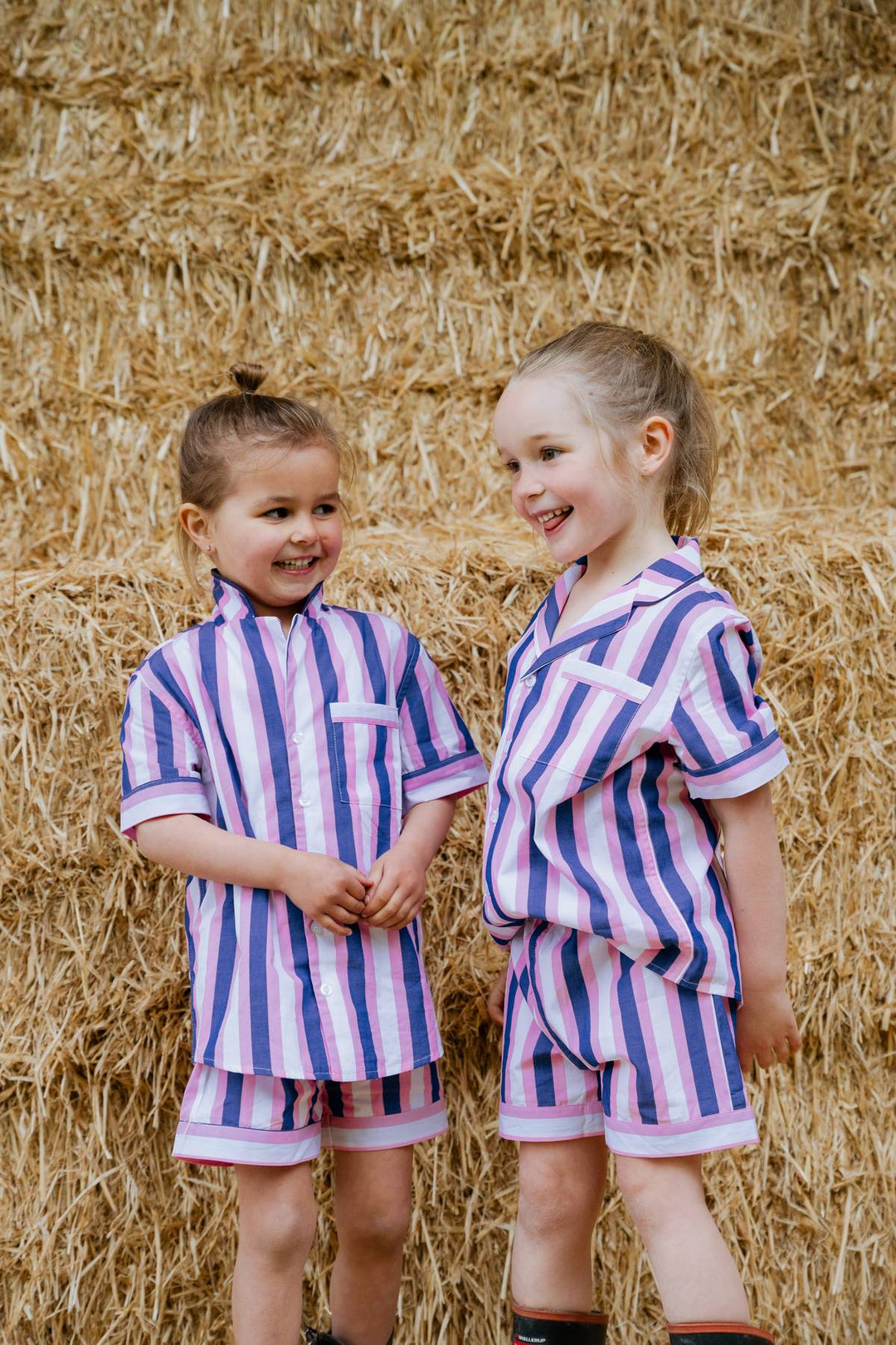 Billie Pyjamas in Pink and Blue Stripe - H&S Heritage