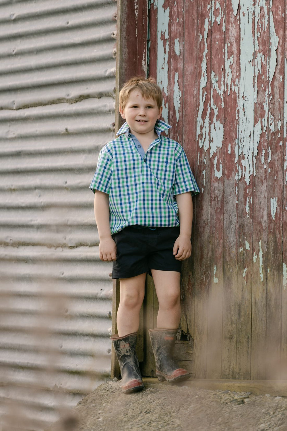 Charlie Shirt in Green and Blue Check - H&S Heritage