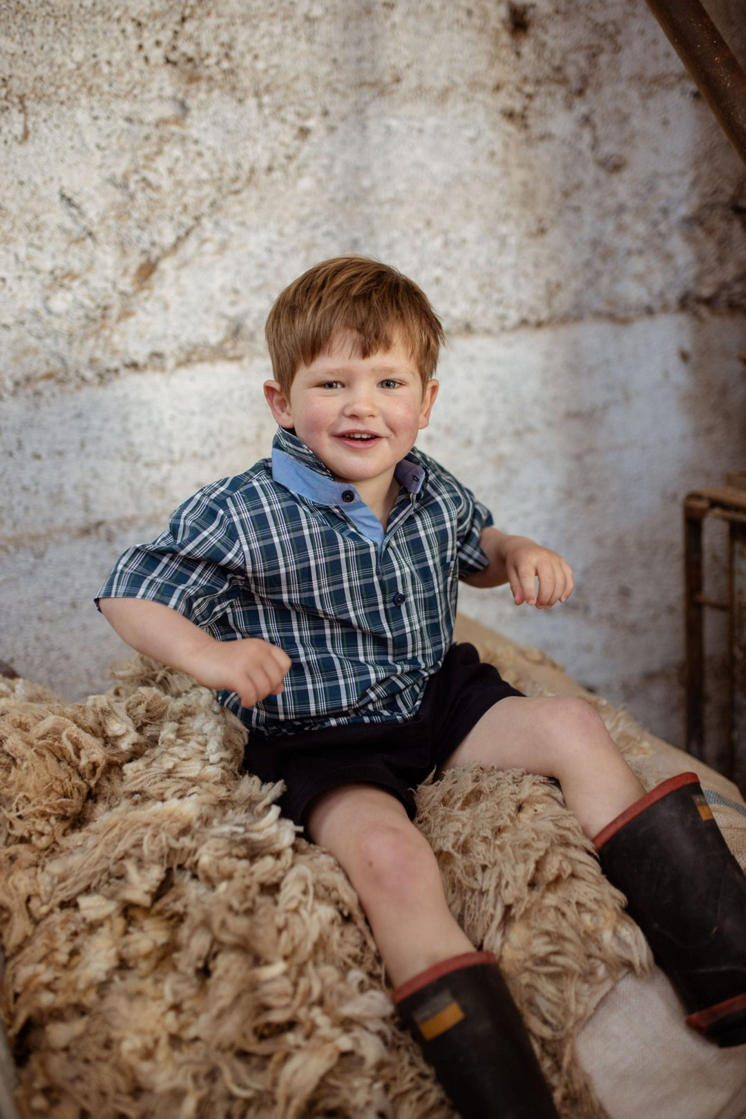 Charlie Shirt in Navy and Green Check - H&S Heritage