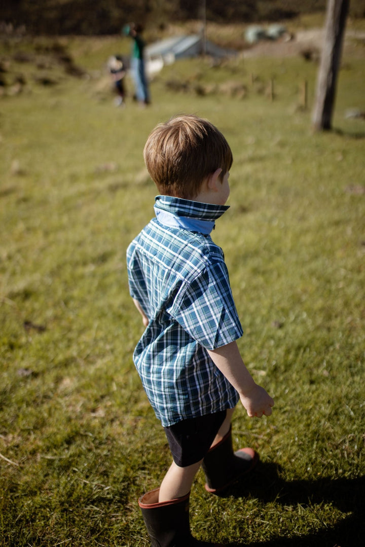 Charlie Shirt in Navy and Green Check - H&S Heritage