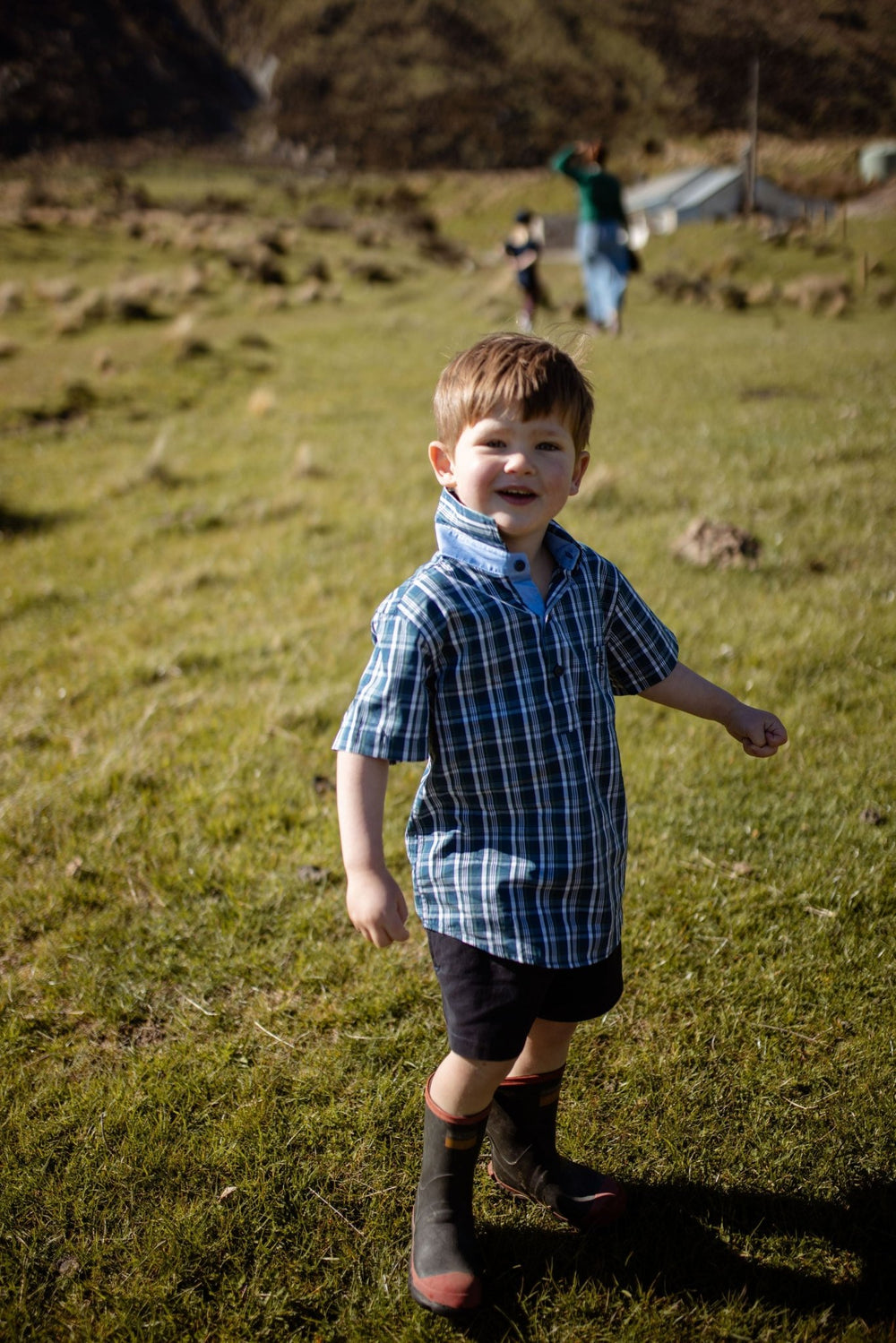 Charlie Shirt in Navy and Green Check - H&S Heritage