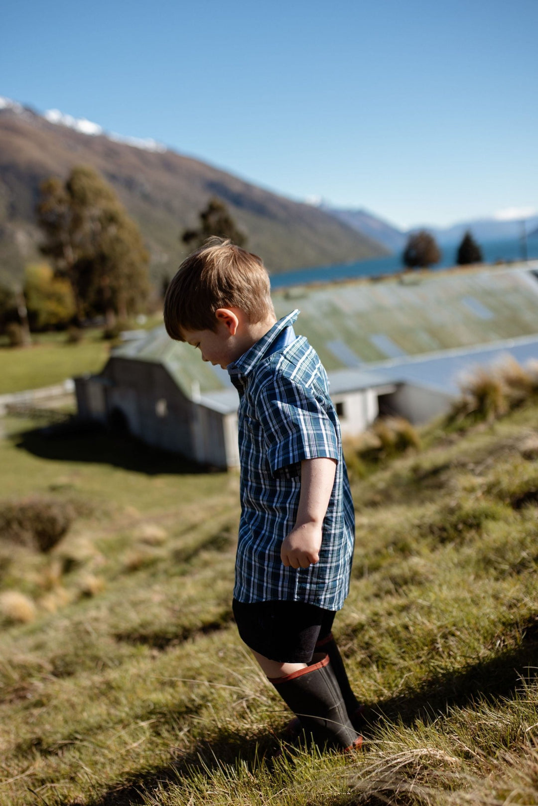 Charlie Shirt in Navy and Green Check - H&S Heritage