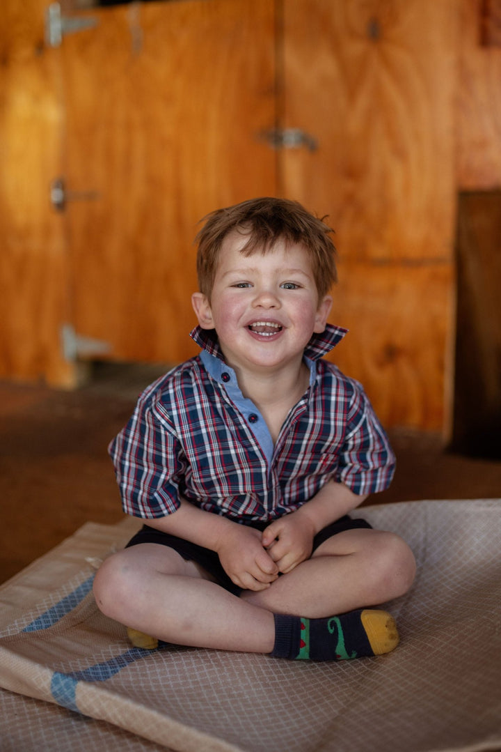 Charlie Shirt in Navy and Red Check - H&S Heritage