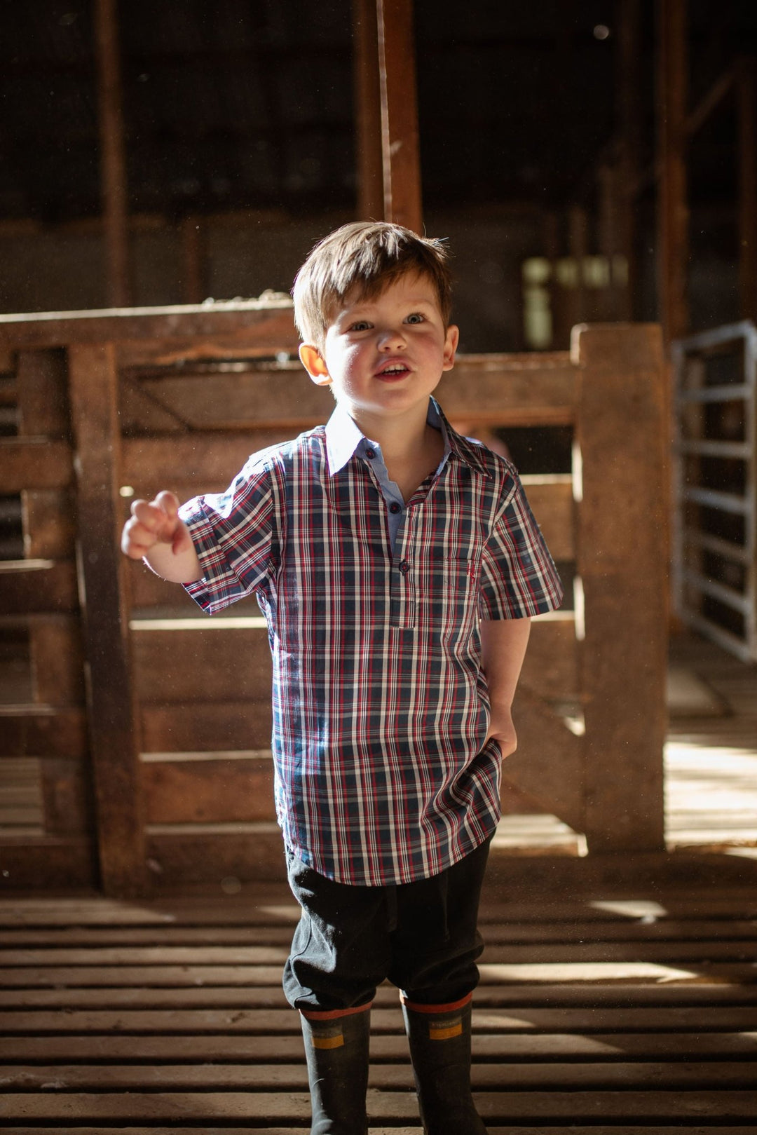 Charlie Shirt in Navy and Red Check - H&S Heritage