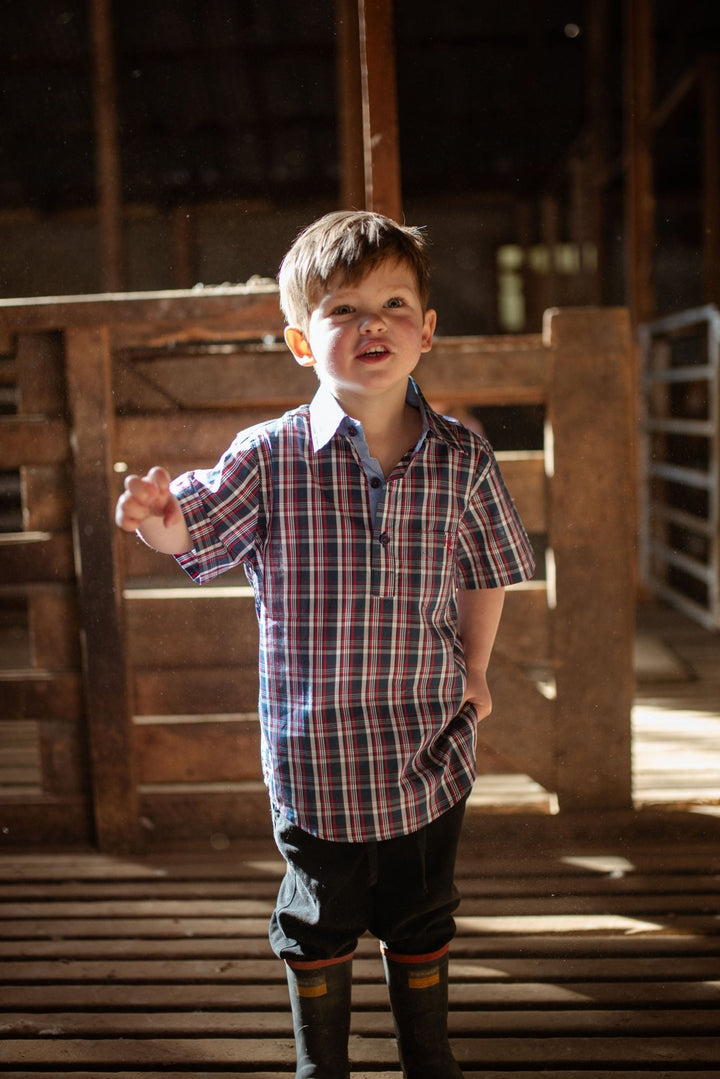 Charlie Shirt in Navy and Red Check - H&S Heritage