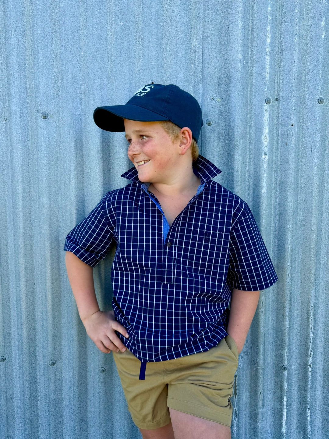 Charlie Shirt in Navy Check - H&S Heritage