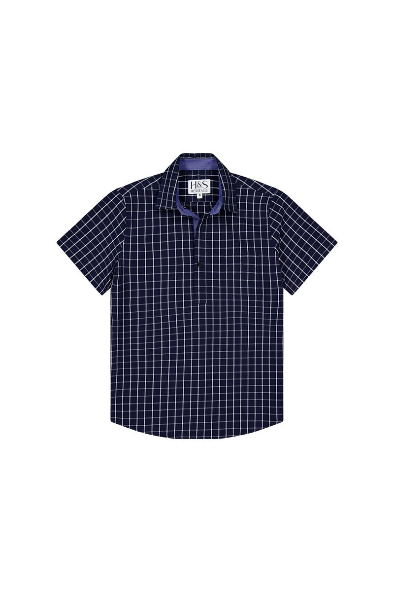Charlie Shirt in Navy Check - H&S Heritage