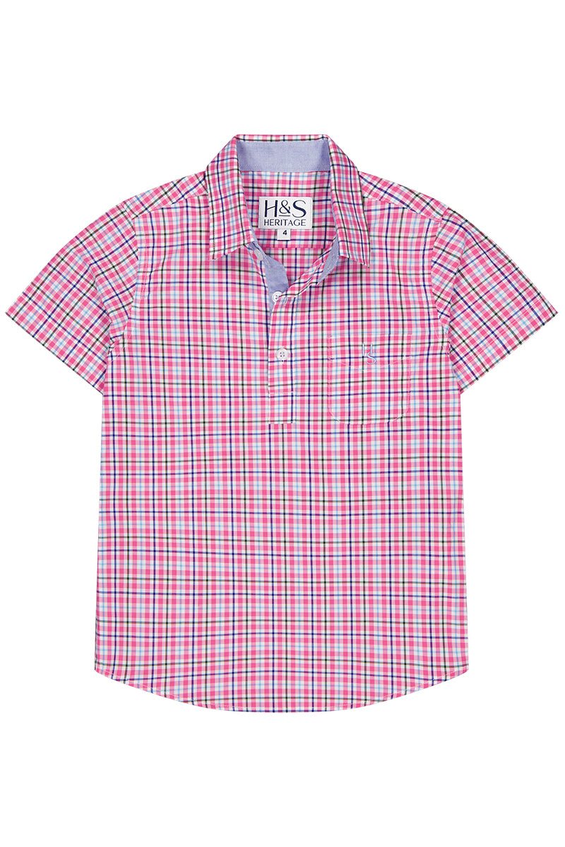 Charlie Shirt in Pink Check - H&S Heritage