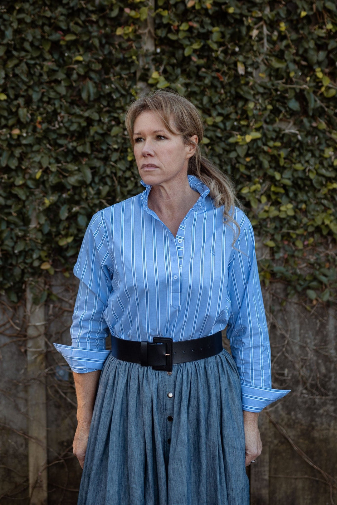 Elsa Ruffle Collar Cotton Shirt - H&S Heritage