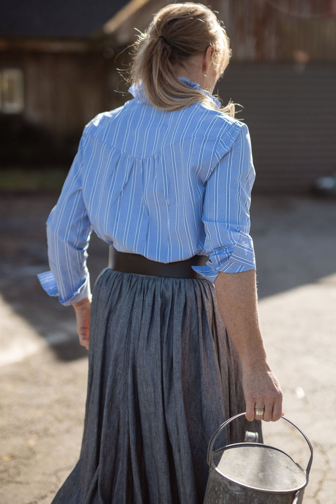 Elsa Ruffle Collar Cotton Shirt - H&S Heritage