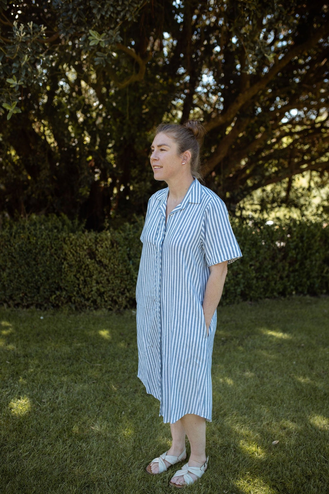 Frances Stripe Linen Cotton Blend Dress - H&S Heritage