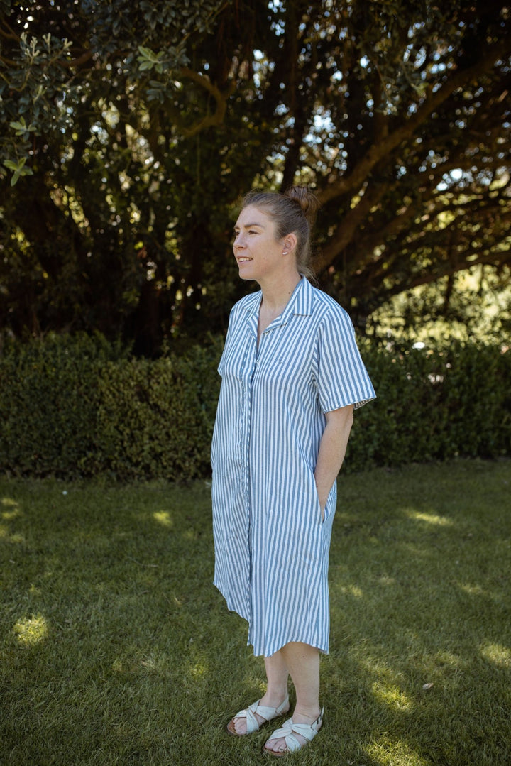 Frances Stripe Linen Cotton Blend Dress - H&S Heritage