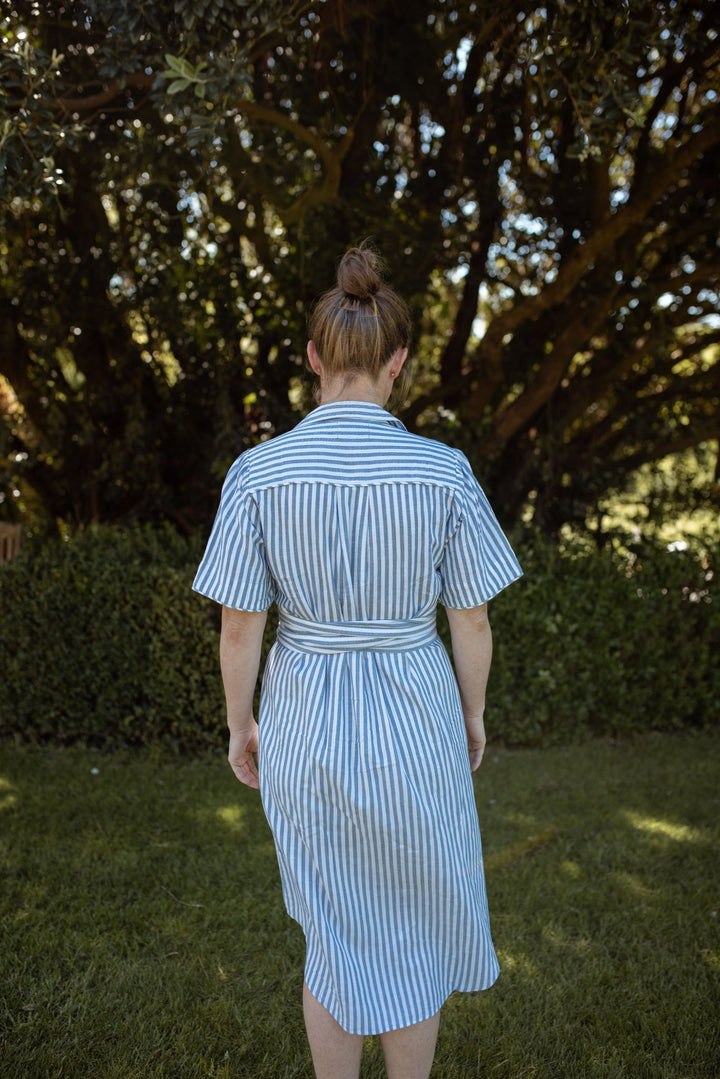 Frances Stripe Linen Cotton Blend Dress - H&S Heritage