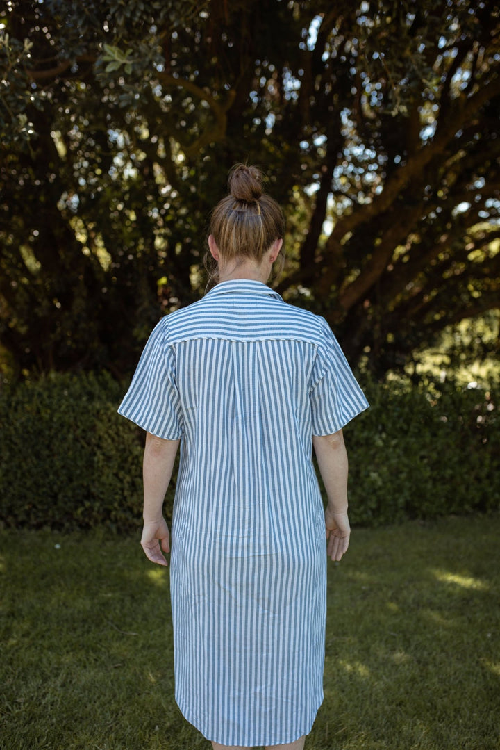 Frances Stripe Linen Cotton Blend Dress - H&S Heritage