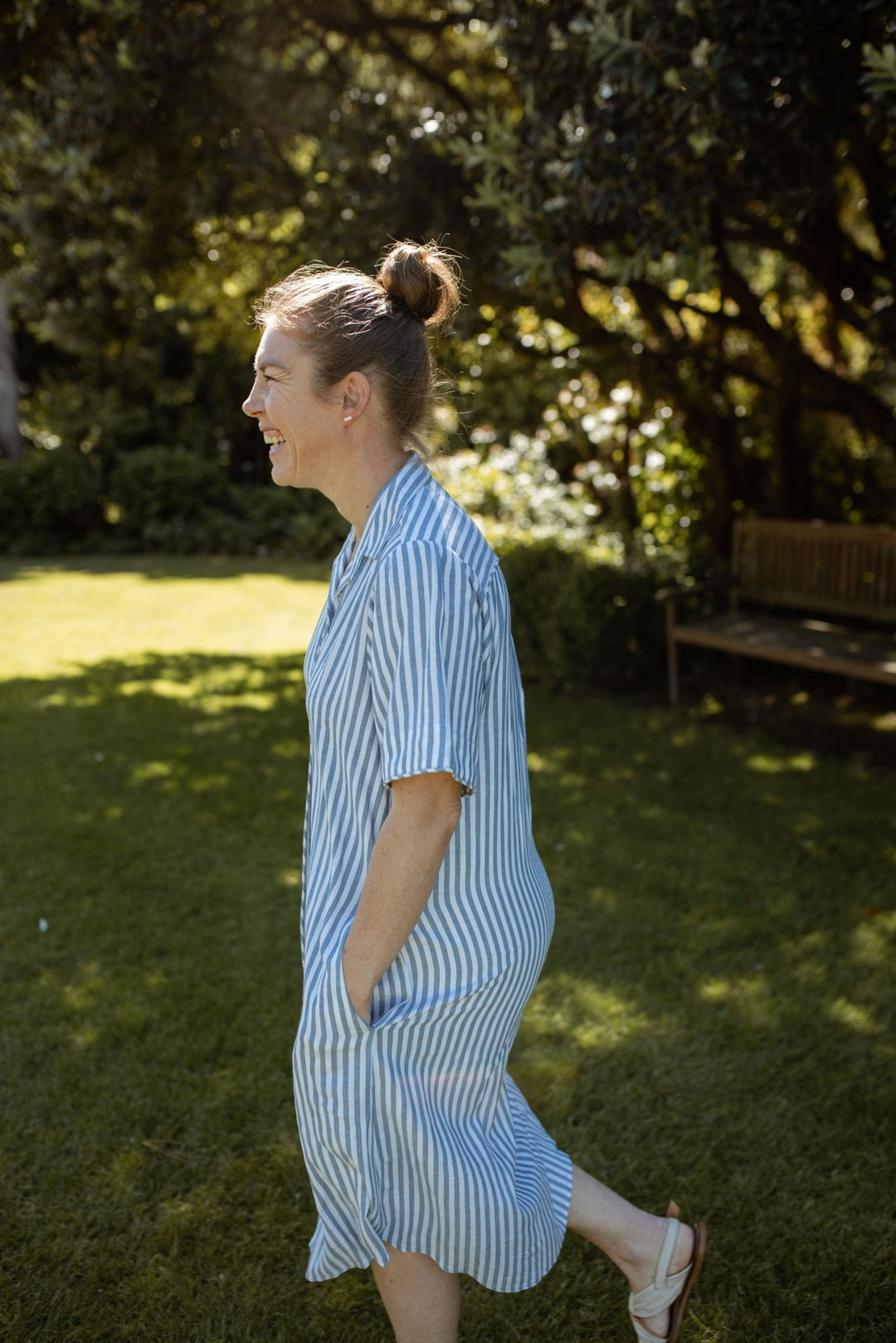 Frances Stripe Linen Cotton Blend Dress - H&S Heritage