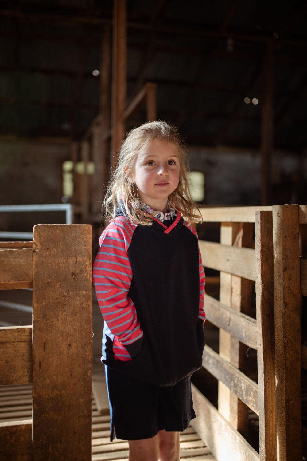 Frankie Hoodie in Pink and Navy - H&S Heritage