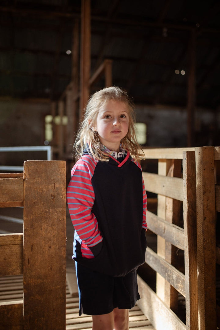 Frankie Hoodie in Pink and Navy - H&S Heritage