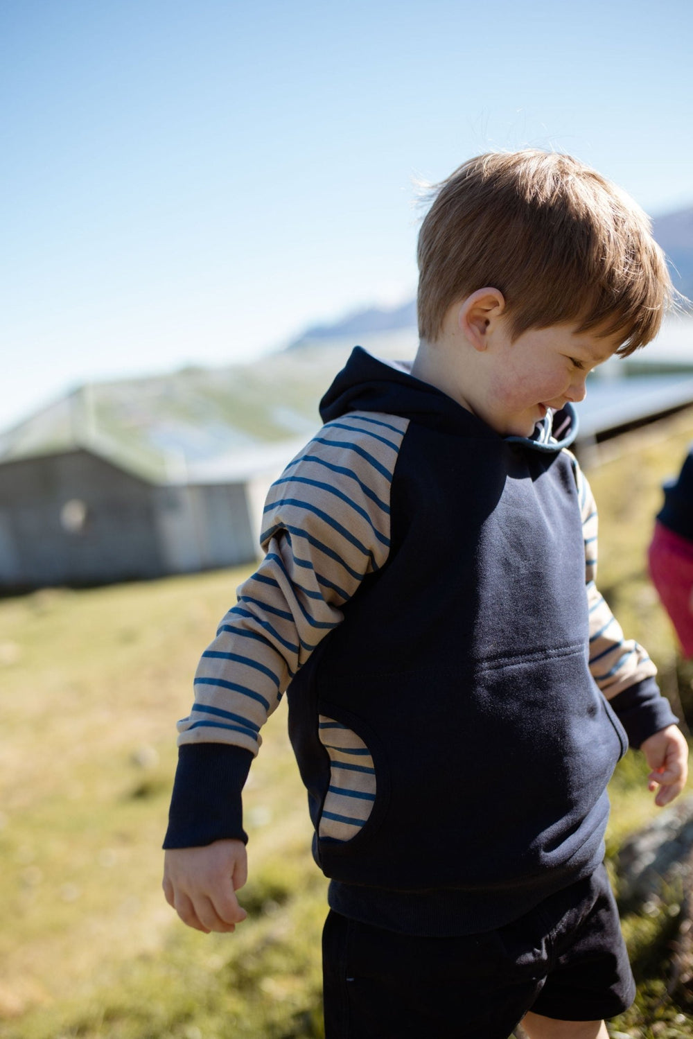 Frankie Hoodie in Tan and Navy - H&S Heritage