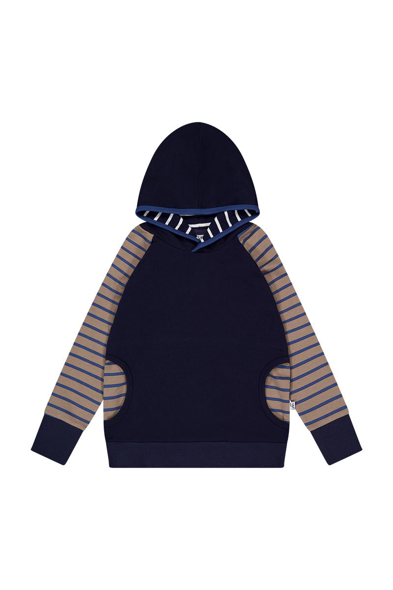 Frankie Hoodie in Tan and Navy - H&S Heritage