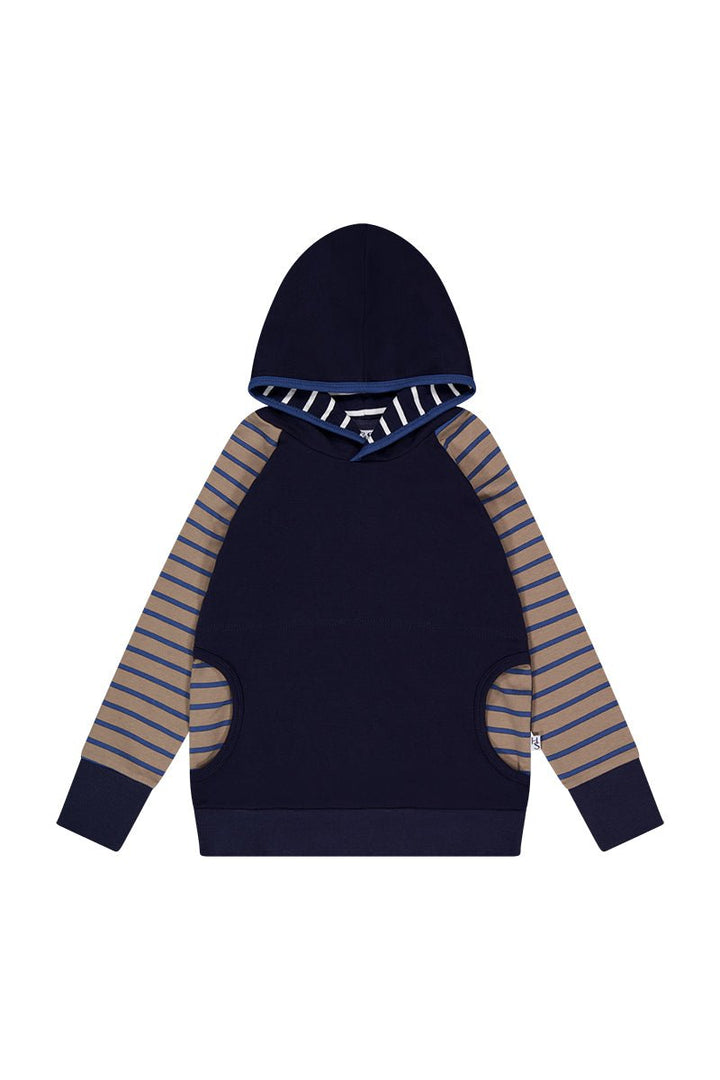 Frankie Hoodie in Tan and Navy - H&S Heritage