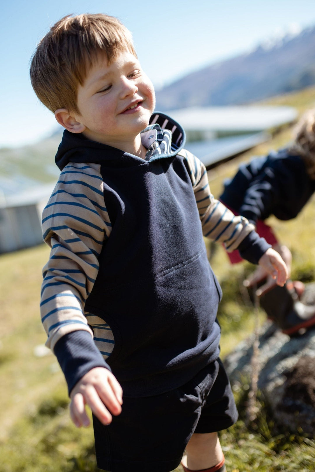 Frankie Hoodie in Tan and Navy - H&S Heritage