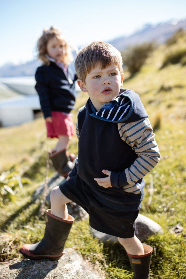 Frankie Hoodie in Tan and Navy - H&S Heritage