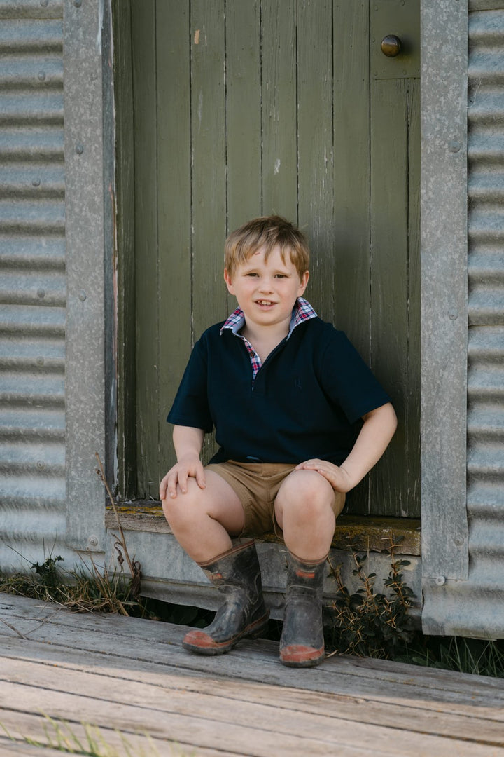 Freddie Polo in Navy with Check - H&S Heritage