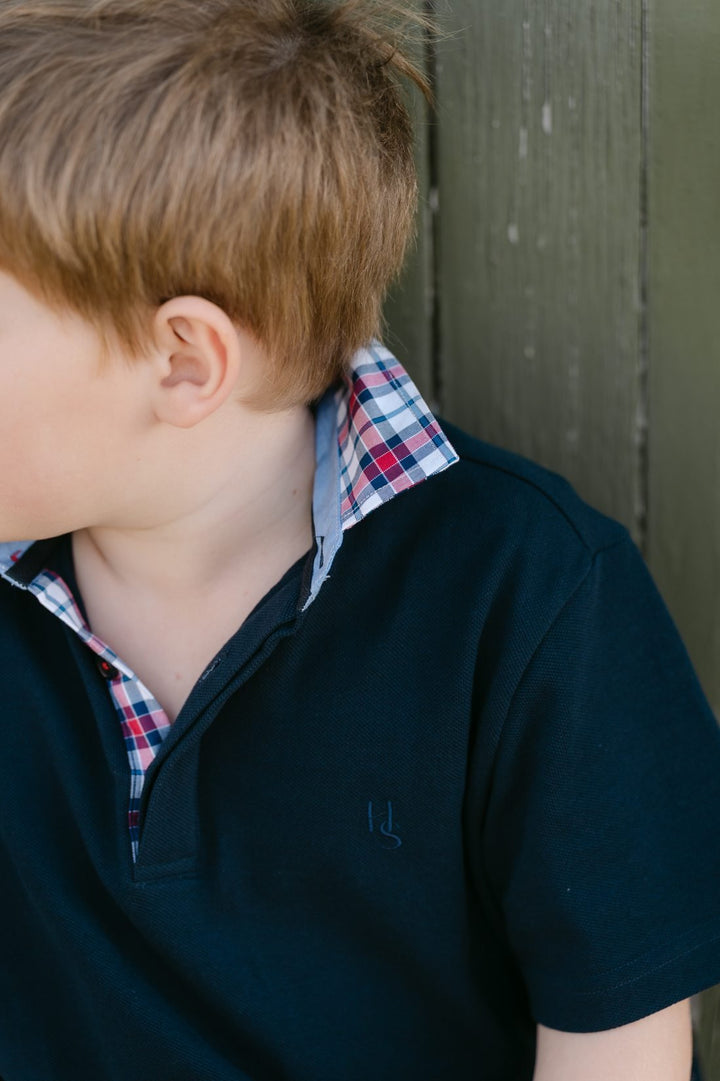 Freddie Polo in Navy with Check - H&S Heritage