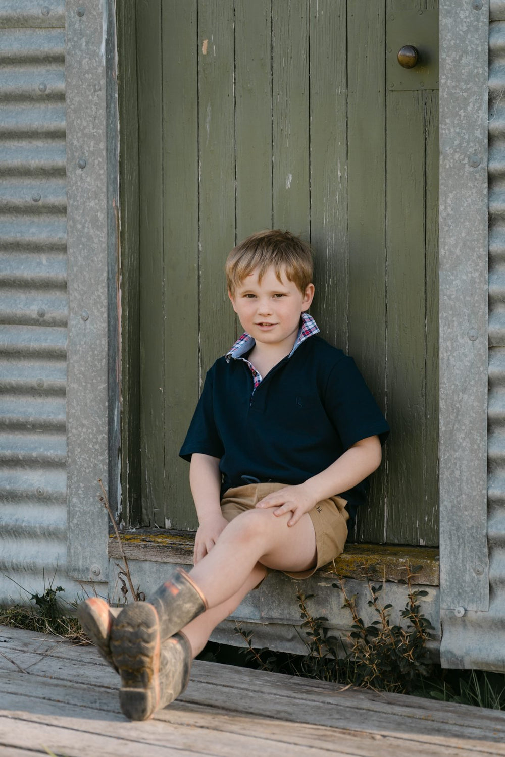 Freddie Polo in Navy with Check - H&S Heritage