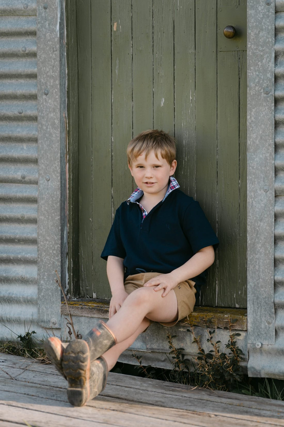 Freddie Polo in Navy with Check - H&S Heritage