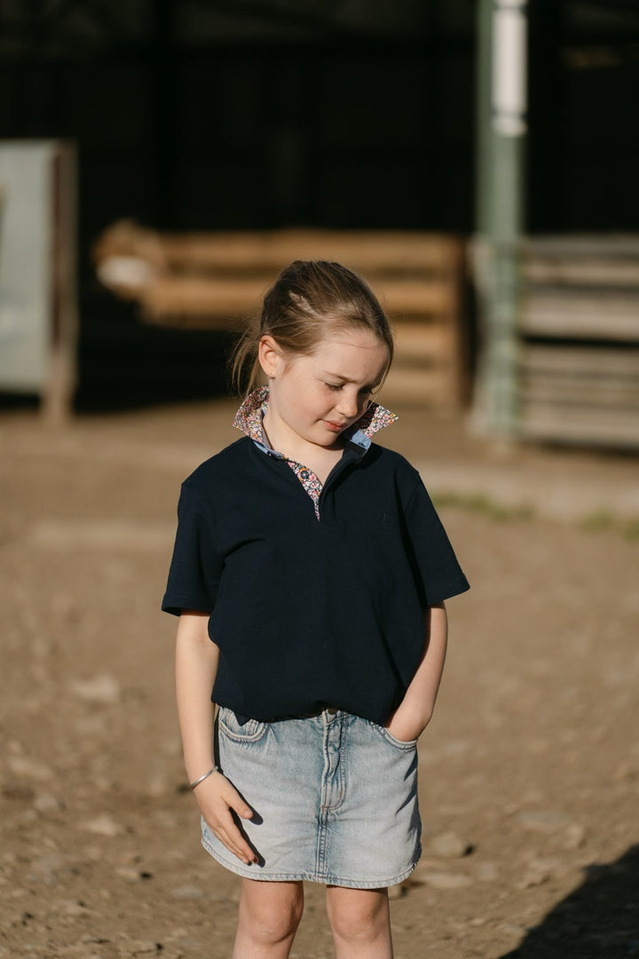 Freddie Polo in Navy with Floral - H&S Heritage