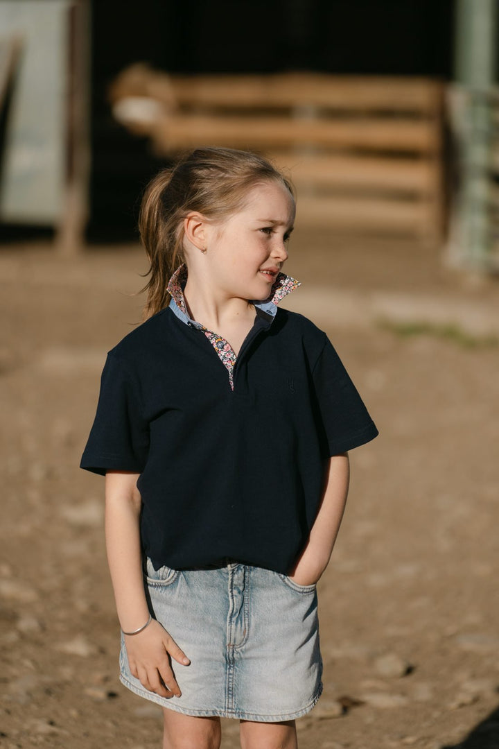 Freddie Polo in Navy with Floral - H&S Heritage
