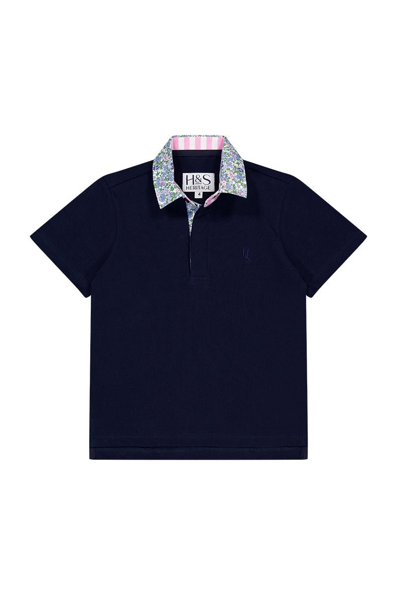 Freddie Polo in Navy with Floral - H&S Heritage