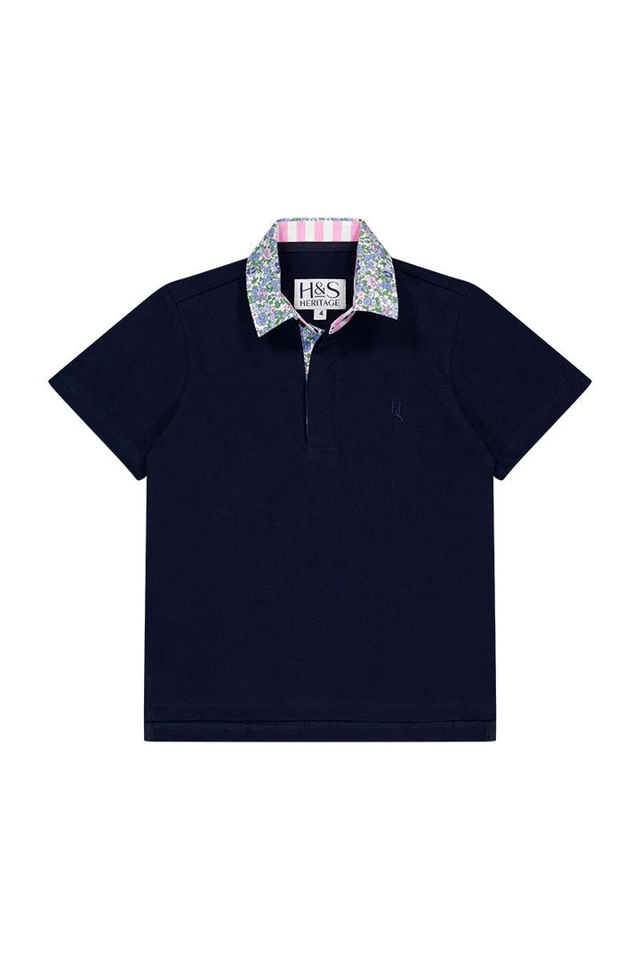 Freddie Polo in Navy with Floral - H&S Heritage