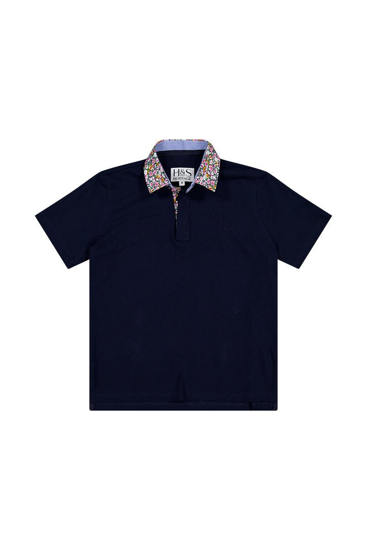 Freddie Polo in Navy with Floral - H&S Heritage