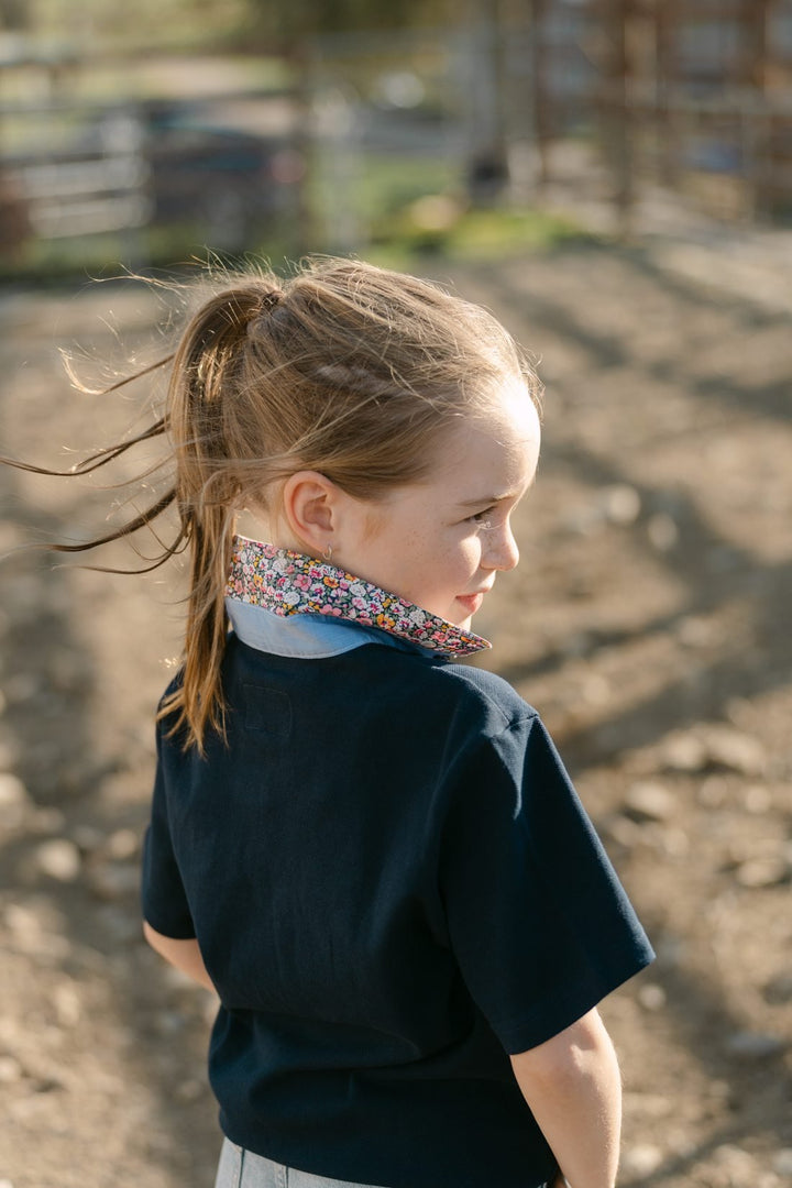 Freddie Polo in Navy with Floral - H&S Heritage