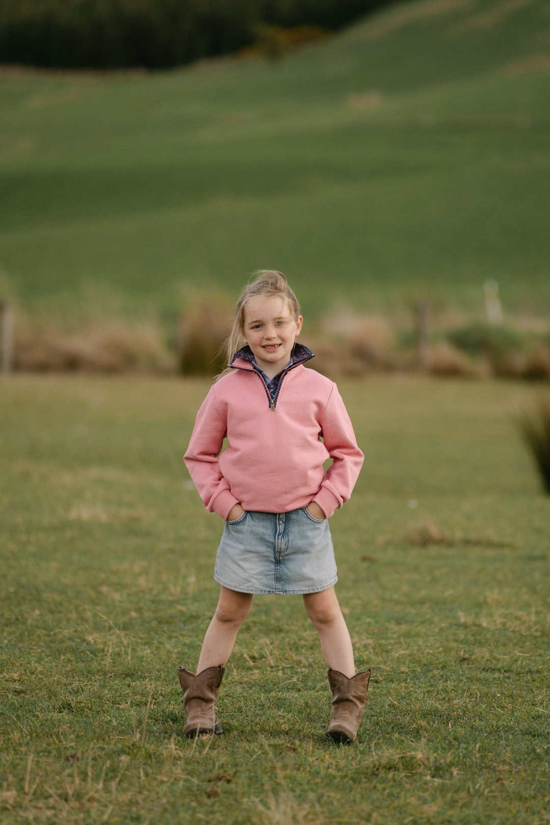 Georgie 1/4 Zip in Pink - H&S Heritage