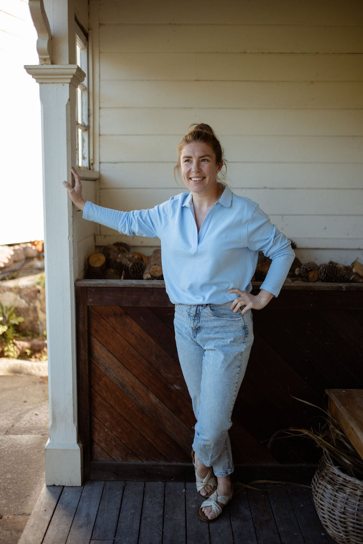 Harriet Polo in Light Blue - H&S Heritage