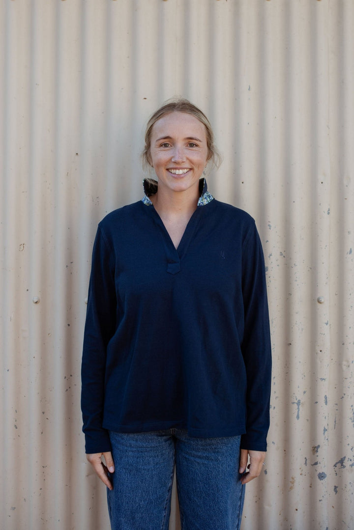 Harriet Polo in Navy - H&S Heritage
