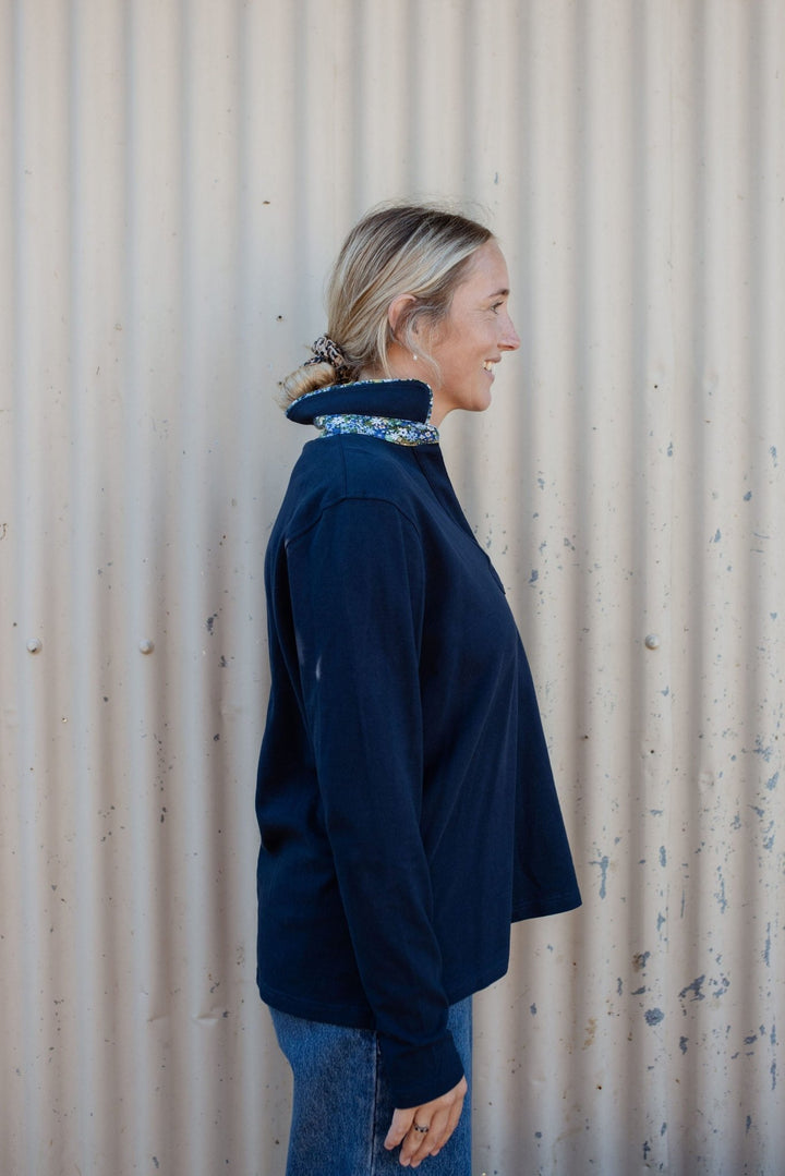 Harriet Polo in Navy - H&S Heritage