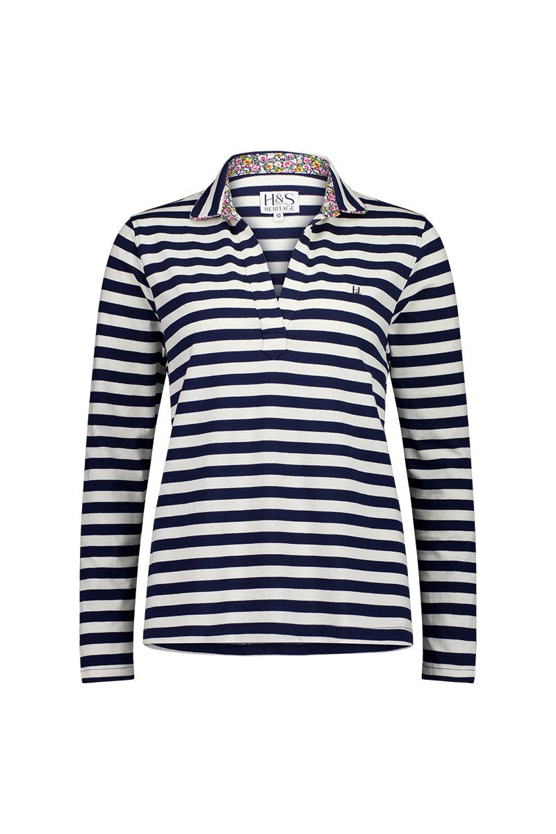 Harriet Polo in Navy Stripe - H&S Heritage