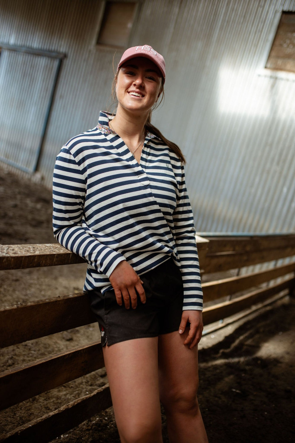 Harriet Polo in Navy Stripe - H&S Heritage