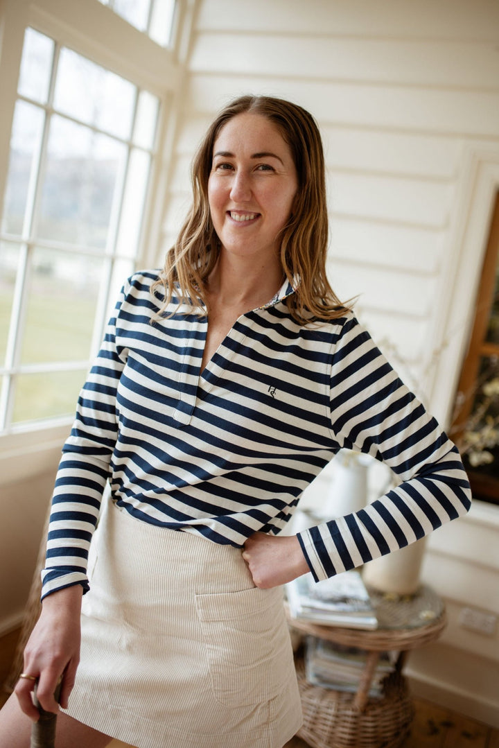 Harriet Polo in Navy Stripe - H&S Heritage