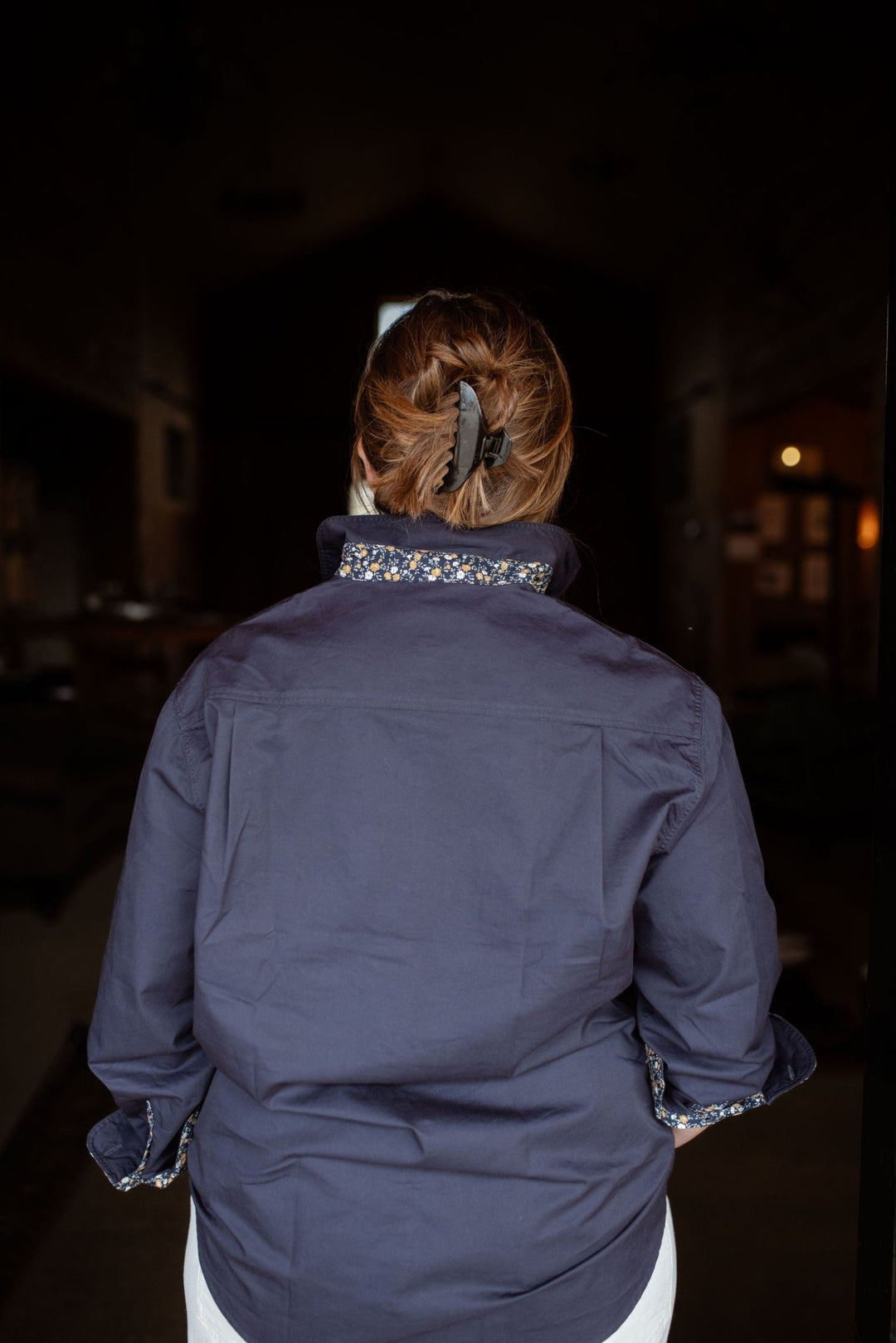 Heidi Button Through Workshirt in Navy - H&S Heritage