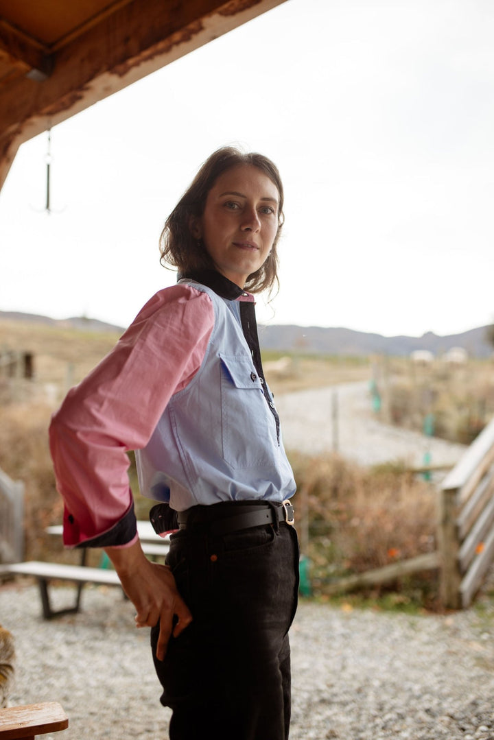 Heidi Workshirt in Blue and Pink Multi - H&S Heritage