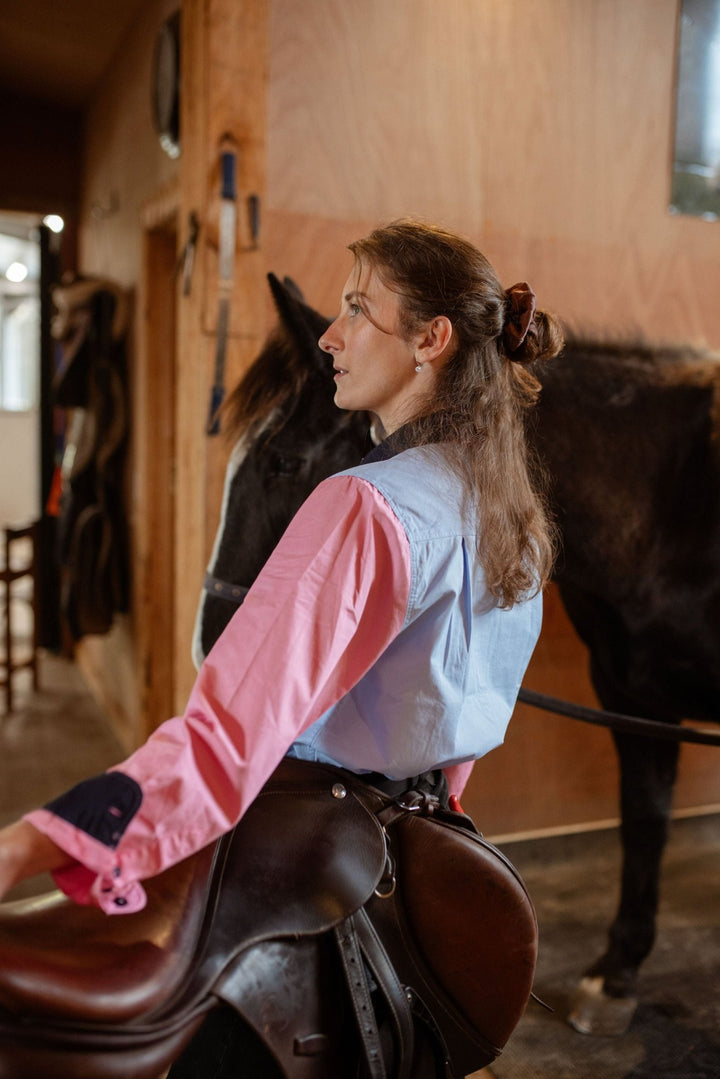Heidi Workshirt in Blue and Pink Multi - H&S Heritage