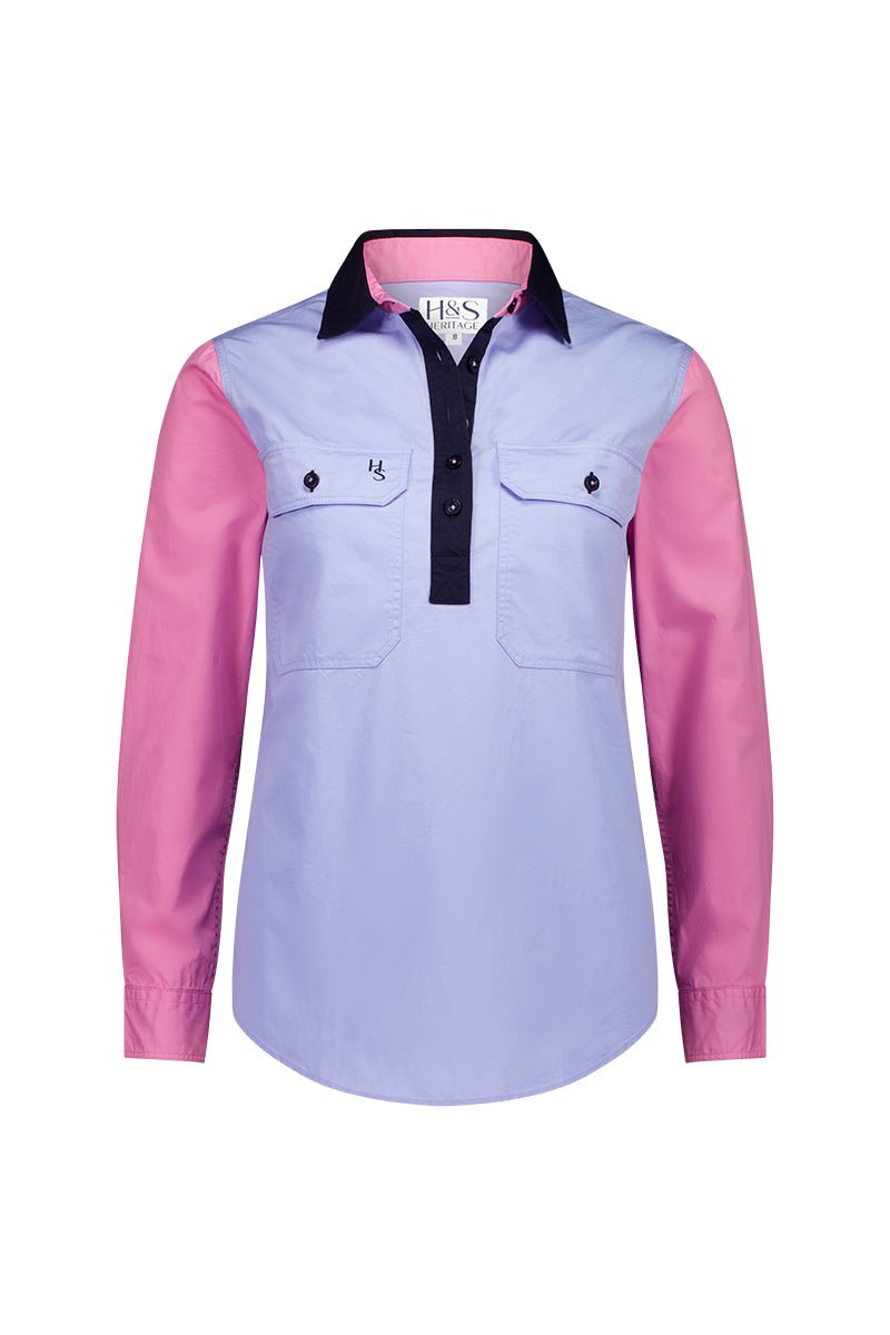Heidi Workshirt in Blue and Pink Multi - H&S Heritage