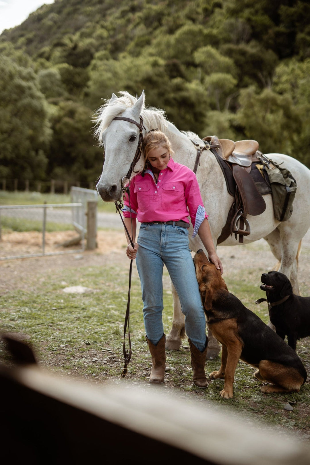 Heidi Workshirt in Bright Pink - H&S Heritage