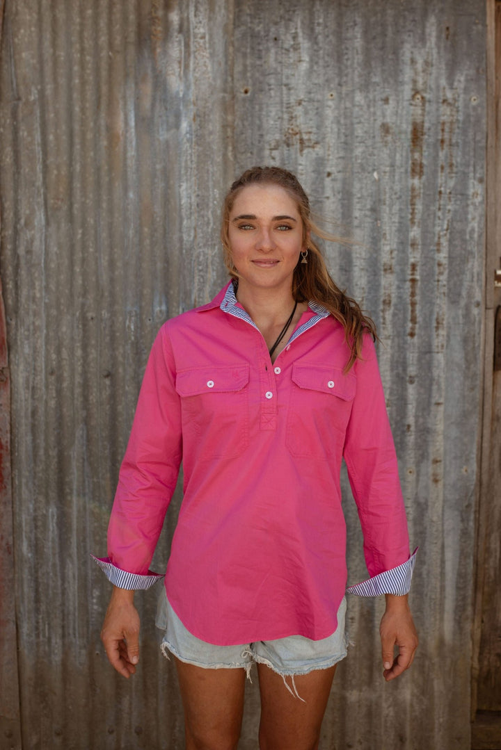 Heidi Workshirt in Bright Pink - H&S Heritage