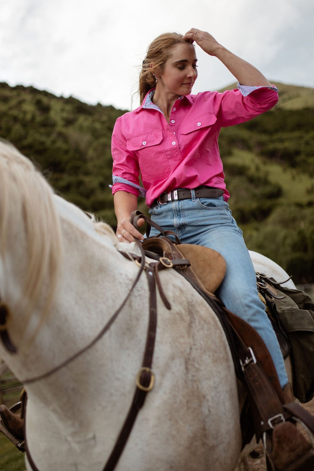 Heidi Workshirt in Bright Pink - H&S Heritage